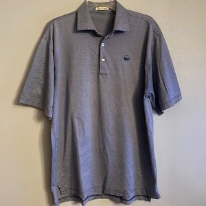 Peter Millar men blue and white striped golf polo